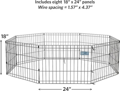 MidWest Homes for Pets Dog Exercise Pen & Playpen, 24" w X 18" H, No Door, Black