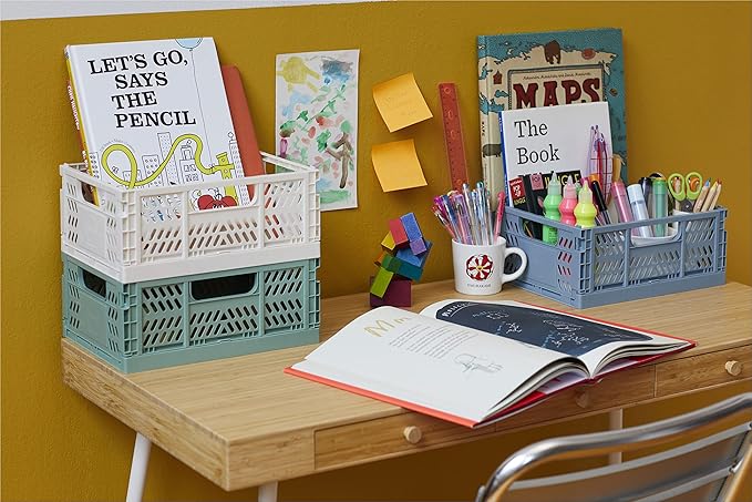 3 Sprouts Modern Folding Crate - Medium & Large Combo Pack - Green