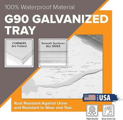 (Galvanized, 22.8" L X 15.6" W X .75") Frisco Metal Replacement Crate Tray for Heavy Duty Single and Double Door Dog Crate Chew Proof Crack Proof Multipurpose Tray