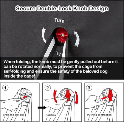 Collapsible Dog Crate - 32 Inch Portable Foldable Travel Crates for Medium Dogs with Detachable Storage Bag, Removable Pad, and Mesh Windows for Outdoor & Indoor (Black)