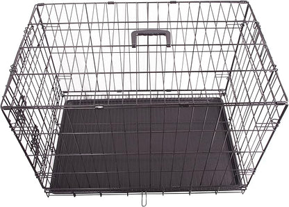 Durable, Foldable Metal Wire Dog Crate with Tray, Single Door, 35.6 x 22 x 24.5 Inches, Black