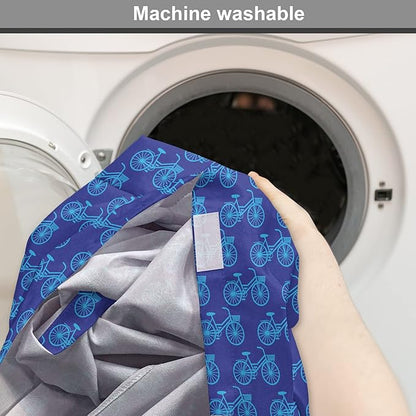 Lunarable Contemporary Blue Dog Crate Cover, Repetitive Pattern with Silhouette Style Bicycles, Easy to Use Pet Kennel Cover for Cats & Medium Dogs, 30 Inch, Dark Violet Sky Blue