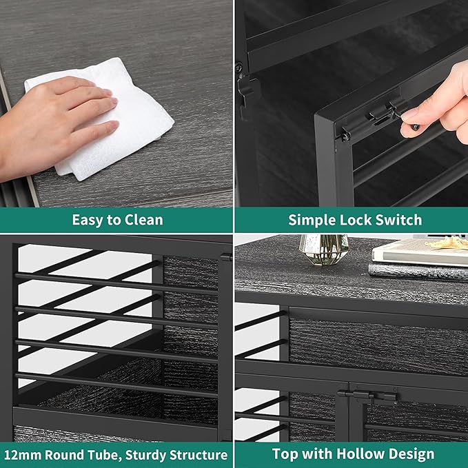 YITAHOME 39" Dog Crate Furniture with Wheels, Farmhouse Decorative Wood Dog Cage End Table Chew-Resistant Wooden Dog Kennel Indoor for Small Dogs, Grey