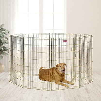 MidWest Homes for Pets Dog Exercise Pen & Playpen, 24" W x 42" H, No Door, Gold Zinc