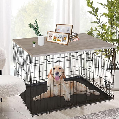 Deblue Dog Crate Table Topper, Dog Kennel Table Topper for 48 Inches Cage, Rustic Style Decorative Dog Crate Table Topper for 48 Inches Wire Crate - Grey