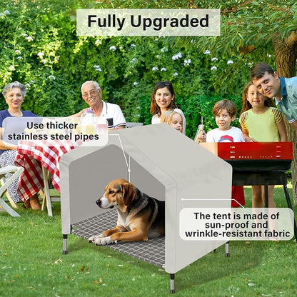 Elevated Dog House for Outdoor or Indoor - Waterproof Dog Tent Cat House, Dog Sunshade Tent, Pet House with Removable Cover, Suitable for Medium Cats Dogs
