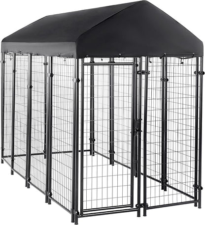 Amazon Basics - Welded Rectangular Outdoor Secure Wire Crate Kennel for Cat, Dog Large, Black, 102 x 48 x 72 inches