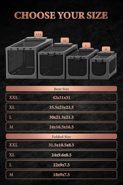 Noah & Paw Collapsible Dog Crate 30 Inches, Large Dog Crate for Large Medium Breeds, Travel Kennel for Car, Including Pet Mat for Pet Cage, 2 Storage Pockets, Handbag, 10mm Locking Zipper 30*21*21