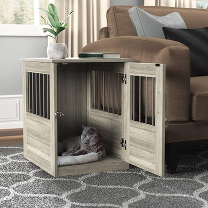 ClosetMaid Pet Crate End Table Furniture for Small Dogs or Cats Under 12 lbs, Earth Gray Wood Grain Finish
