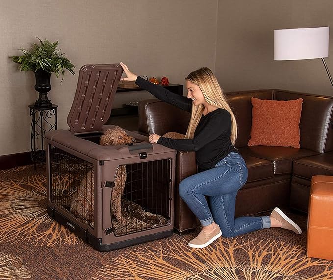 Pet Gear “The Other Door” 4 Door Steel Crate for Dogs/Cats with Garage-Style Door, Includes Plush Bed + Travel Bag, No Tools Required, 3 Models, 3 Colors