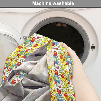 Lunarable Vegetables Dog Crate Cover, Ornate Food Garlic Pepper Cauliflower Delicious Plants Image, Easy to Use Pet Kennel Cover for Medium Large Dogs, 48 Inch, Lime Green Yellow