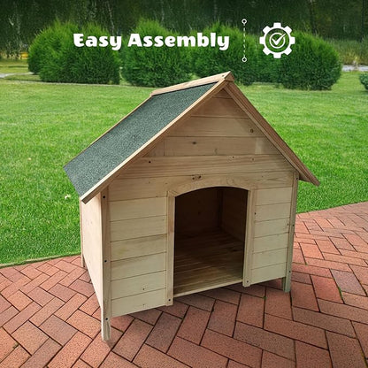 Critter Sitters Indoor or Outdoor 41'' Pet House, Weather-Resistant Dog House for Pets up to 44 Pounds, Waterproof Outdoor Dog House for Cats, Dogs, or Rabbits, Fir Wood Cat Houses for Outdoor Cats