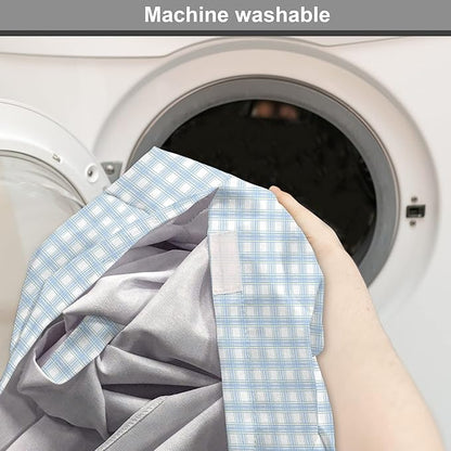 Lunarable Plaid Dog Crate Cover, Geometrical Striped Old Fashioned Pattern Pastel Colors Country, Easy to Use Pet Kennel Cover for Cats & Medium Dogs, 30 Inch, Pale Blue Yellow White