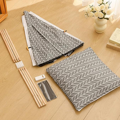 Pet Teepee, Portable Pet Tents for Small Dogs or Cats, Puppy Sweet Bed Washable Dog or Cat Houses with Cushion(Grey,24")