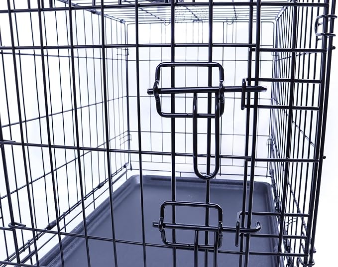 Durable, Foldable Metal Wire Dog Crate with Tray, Single Door, 24 x 16.7 x 19 Inches, Black