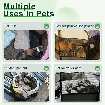 Love's cabin Pet Puppy Dog Playpen, Medium Dog Tent Crates Cage Indoor/Outdoor, Portable Playpen for Cat, Foldable Pop Up Dog Kennel Playpen with Carring Case, Removable Zipper Top, Olive Green