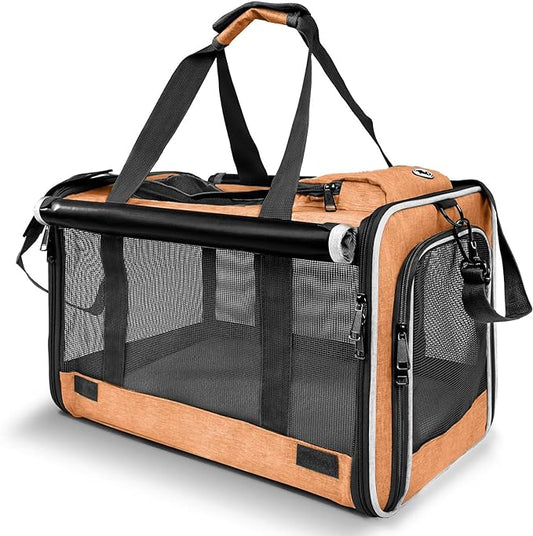 Dog Carry Bag for Puppy Pet Soft-Shell Portable Kennel Crate for 0-15 lbs Foldable Pomeranian Travel Cage Tea Cup Yorkie Carrier Purse Indoor Carrying Case Dog Supply Melon Tiny Dog Melon