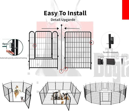 Dog Playpen Outdoor for Medium/Large Dogs 36'' High, 2 Add-On Heavy Duty Dog Playpen with Rustproof and Sturdy Stakes, 3ft Dog Fence for RV Camping