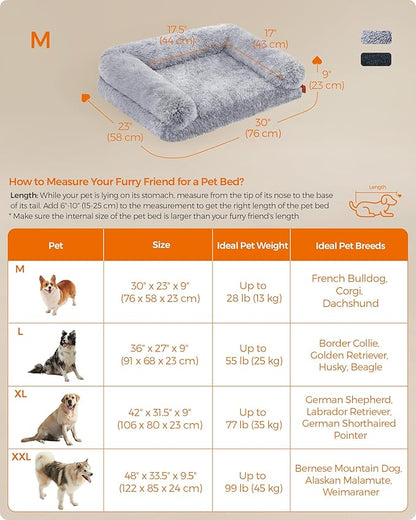 Feandrea Dog Bed, Orthopaedic Dog Sofa Bed for Medium Dogs, Waterproof Ped Bed with Removable Washable Cover, 30 x 23 x 9 Inches, Gray Ombré UPGW231G01