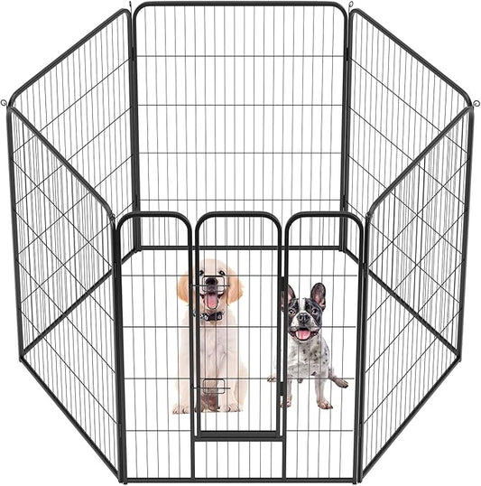 FDW Dog Playpen Dog Pen Dog Kennel 6 Panels 40 Inch Height Indoor Outdoor Folding Metal Portable Puppy Exercise Pen Heavy Duty Dog Fence for Yard Camping,Black
