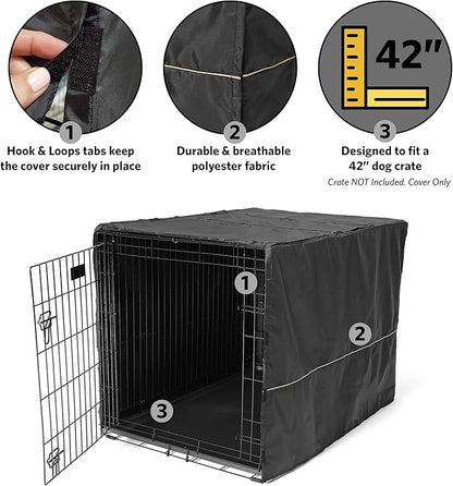 MidWest Homes for Pets Dog Crate Cover, Privacy Dog Crate Cover Fits MidWest Dog Crates, Crate Cover Only, Machine Wash & Dry, Black, 42-Inch