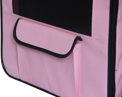 PET LIFE 'Capacious' Dual-Sided Expandable Spacious Wire Folding Collapsible Lightweight Pet Dog Crate Carrier House, X-Large, Pink
