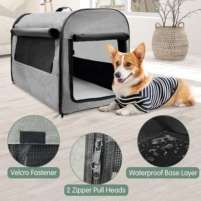 Hamiledyi Collapsible Dog Crate - Portable Soft Travel Kennel for Large Dogs - Indoor & Outdoor Foldable Pet Crate With Mesh Windows (28 x 20 x 22 Inch)