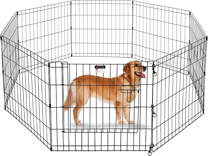 Puppy Playpen - Foldable Metal Exercise Enclosure with Eight 24-Inch Panels - Indoor/Outdoor Fence for Dogs, Cats, or Small Animals by PETMAKER