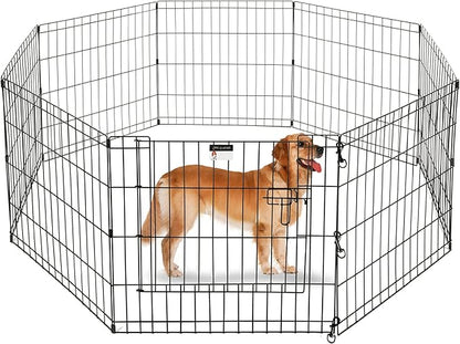 Puppy Playpen - Foldable Metal Exercise Enclosure with Eight 24-Inch Panels - Indoor/Outdoor Fence for Dogs, Cats, or Small Animals by PETMAKER