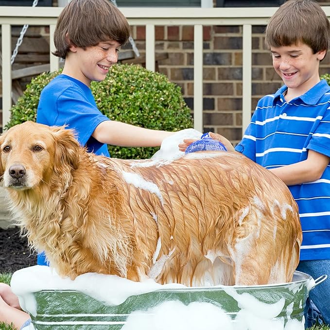 Dog Bath Brush Dog Grooming Brush, Lilpep Pet Shampoo Bath Brush Soothing Massage Rubber Comb with Adjustable Ring Handle for Long Short Haired Dogs and Cats Yellow