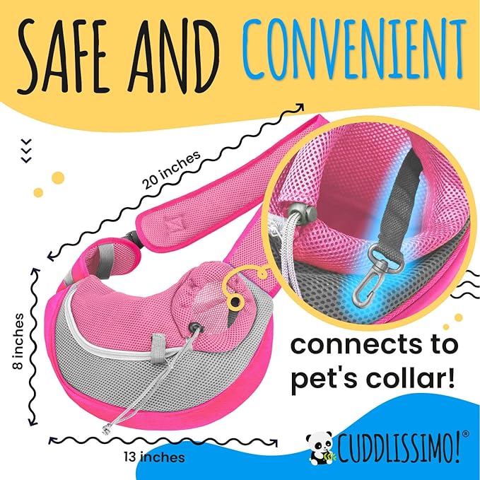 Pet Sling Carrier - Small Dog Puppy Cat Carrying Bag Purse Pouch - For Pooch Doggy Doggie Yorkie Chihuahua Baby Papoose Bjorn - Hiking Front Backpack Chest Body Holder Pack To Wear (Pink)