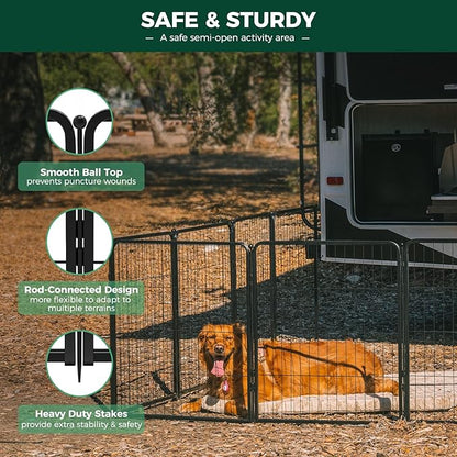 FXW Rollick Dog Playpen for Yard, RV Camping, 40 inch 16 Panels for Medium and Large Dogs│Patented