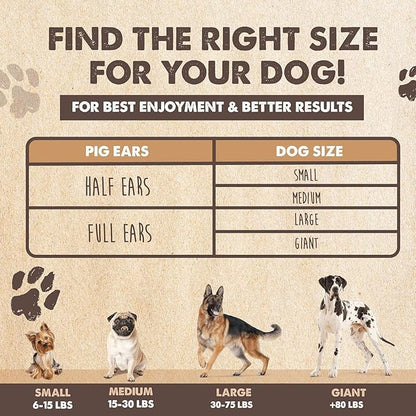 Mighty Paw Half Pig Ears for Dogs - All Natural Single Ingredient Pig Ear Treat - Better Than Rawhide Snacks for Puppies and Large Dogs - A Better Treat Dog Will Love - Dog Toys Compatible Chews