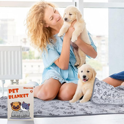 Stuffed Premium Soft Dog Couch Blanket, with Flannel Cute Paw Print, 30 * 70 inches, Cat Blanket Puppy Supplies Dog Products Stuff Essentials, Gray