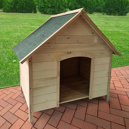 Critter Sitters Indoor or Outdoor 41'' Pet House, Weather-Resistant Dog House for Pets up to 44 Pounds, Waterproof Outdoor Dog House for Cats, Dogs, or Rabbits, Fir Wood Cat Houses for Outdoor Cats