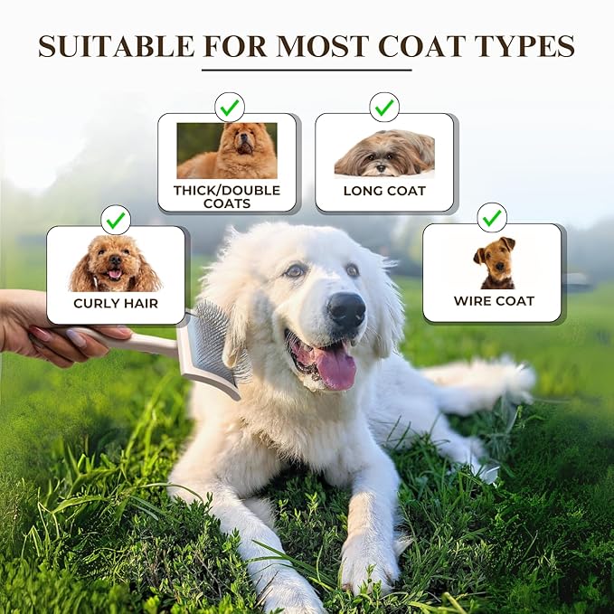 Specialized Grooming Tool for Great Pyrenees and Doodles (Goldendoodles, Poodles & Labradoodles) - Dog Slicker Brush & Comb Kit: Work Through Dense and Long Coats, for Both Matted Hair and Shedding