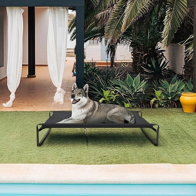 Veehoo Original Cooling Elevated Dog Bed, Outdoor Raised Dog Cots Bed for Large Dogs, Portable Standing Pet Bed with Washable Breathable Mesh, No-Slip Feet for Indoor Outdoor, X-Large, Brown, CWC2201