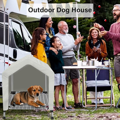Elevated Dog House for Outdoor or Indoor - Waterproof Dog Tent Cat House, Dog Sunshade Tent, Pet House with Removable Cover, Suitable for Small Cats Dogs
