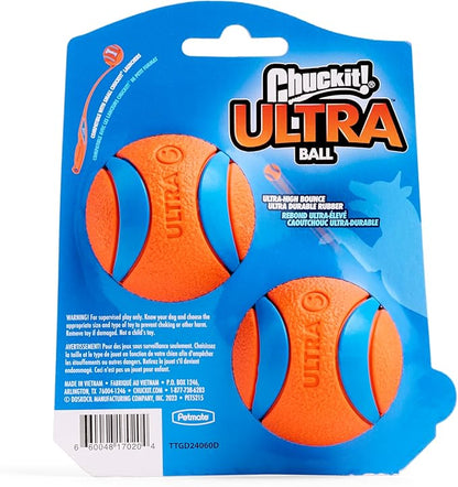 Chuckit! Ultra Ball Dog Toy - Small Bouncy Fetch Balls For Dogs 0-20 lbs - Made from Durable Rubber - Floating Water Pet Toys - Size Small - 2-inch Diameter - Pack of 2