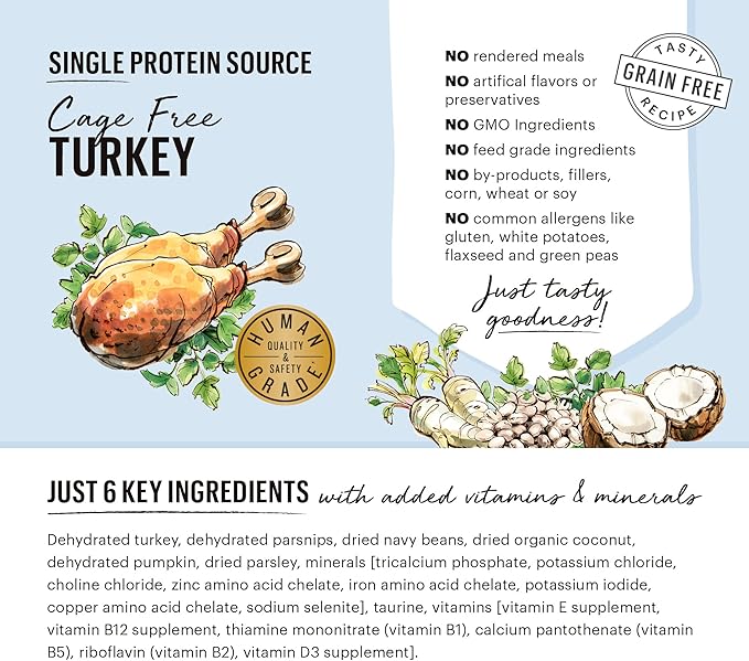 The Honest Kitchen Dehydrated Limited Ingredient Turkey Dog Food, 4 lb Box