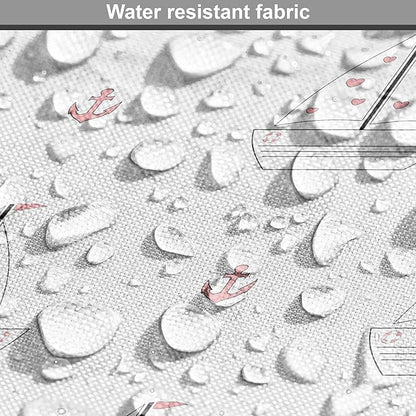 Lunarable Sail Boat Dog Crate Cover, Heart Patterned Sail with Anchor Ships Transportation Nautical, Easy to Use Pet Kennel Cover for Medium Large Dogs, 42 Inch, Blush Black White