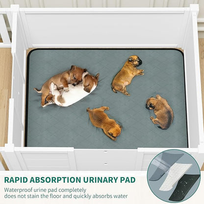 YITAHOME Whelping Box for Dogs/Puppies: 2-Room Large Indoor Outdoor Playpen 78" L x 39.4" W x 17.7" H with Removable Doors, Washable Pads, Portable Puppy Brooder