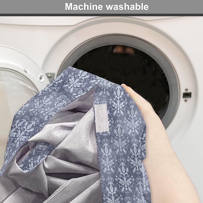 Lunarable Damask Dog Crate Cover, Medieval Repetitive Pattern with Flourish Ornaments, Easy to Use Pet Kennel Cover for Medium Large Dogs, 36 Inch, Purpleblue Ceil Blue