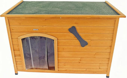 Wooden Doghouse for Small, Medium, Large Dogs, Waterproof, Outdoor/Indoor Kennel,Puppy Shelter with Elevated Floor (Natural, M)