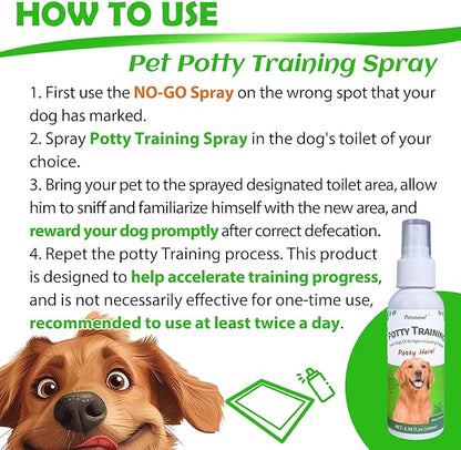 Pet No-Go & Puppy Potty Training Spray - Pet Deterrent Spray for Stop Chewing, Pee Here Corrector Spray for Dogs and Cats, 3.38 Fl Oz/100ml Kit