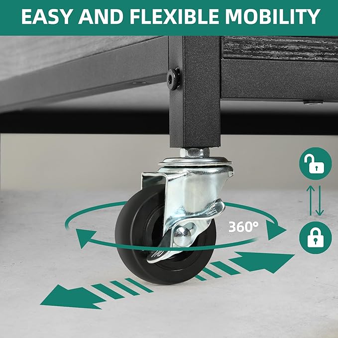 YITAHOME 39" Dog Crate Furniture with Wheels, Farmhouse Decorative Wood Dog Cage End Table Chew-Resistant Wooden Dog Kennel Indoor for Small Dogs, Grey