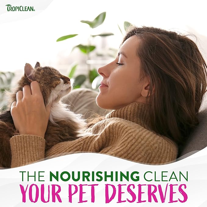 TropiClean Berry & Coconut Waterless Cat Shampoo | Deep Cleansing Dry Shampoo for Cats | Natural Cat Shampoo Derived from Natural Ingredients | Made in the USA | 7.4 oz.