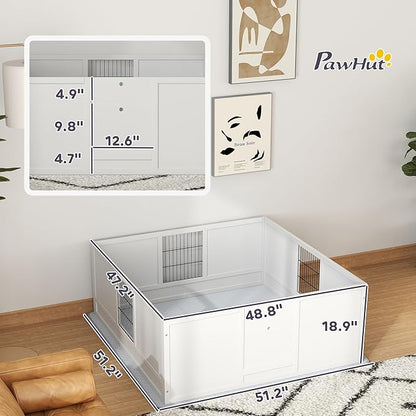 PawHut Whelping Box for Dogs and Puppies, Dog Whelping Box with Waterproof Pee Pad, Adjustable Height Door, for Large Dogs Indoor Use, 49" x 47" x 19"