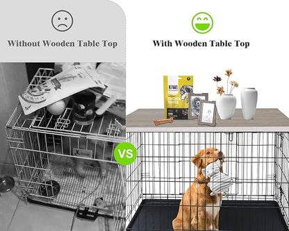 Deblue Dog Crate Table Topper, Dog Kennel Table Topper for 48 Inches Cage, Rustic Style Decorative Dog Crate Table Topper for 48 Inches Wire Crate - Grey