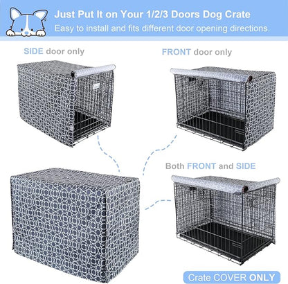 Explore Land Pattern Dog Crate Cover for 42 Inches Wire Cage, Heavy-Duty Polyester 1 2 3 Doors Standard Metal Pet Kennel Enclosure (Morocco)